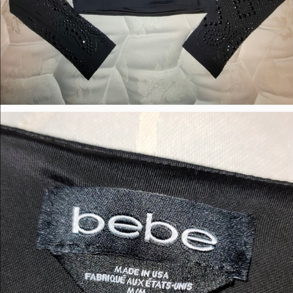 2 piece black elegant BEBE shirt set.